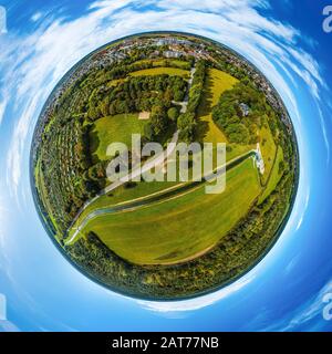 Little Planet view of Lochbach in the Augsburg city forest near Haunstetten Stock Photo