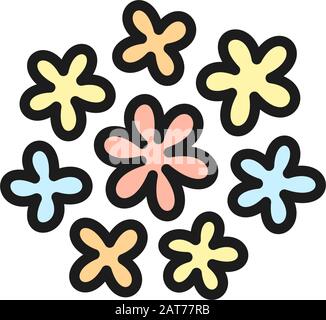 Vector buckwheat flowers flat color line icon. Stock Vector