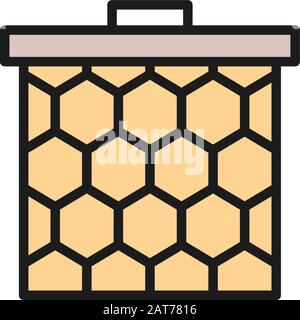 Vector honeycomb frame flat color line icon. Stock Vector