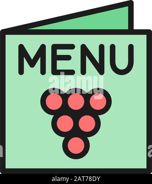 Vector menu, wine list flat color line icon. Stock Vector