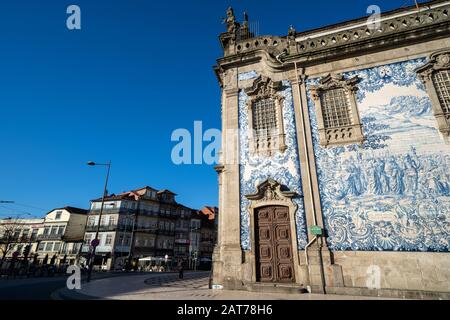 igreja do Carmo, a famous church in Porto, Portugal known for its blue tiled facade and baroque architecture Stock Photo