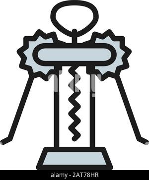 Vector corkscrew butterfly flat color line icon. Stock Vector