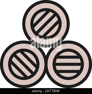 Vector tree wine barrels flat color line icon. Stock Vector