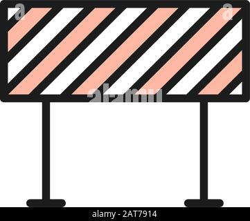 Road barrier, roadblock, borderline flat color line icon. Stock Vector