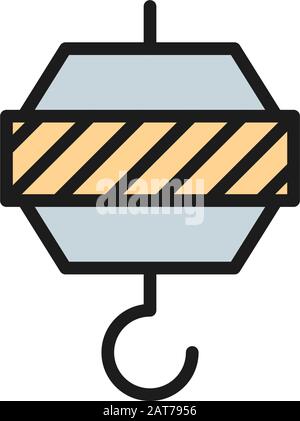 Industrial hook, crane, technical equipment flat color line icon. Stock Vector