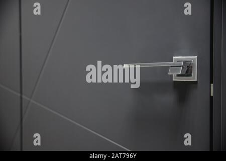 Metal doors knob handle on modern interior Stock Photo