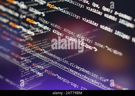 Programming source code HTML for Website development. Stock Photo
