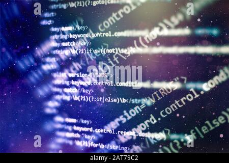 Code of web page displayed on a computer monitor Stock Photo