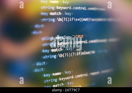 Code of web page displayed on a computer monitor Stock Photo