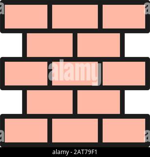 Bricks, wall, brickwork flat color line icon. Stock Vector