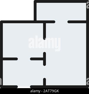 Apartment map, house project, floor plan flat color line icon. Stock Vector
