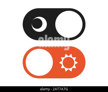 Day and Night Mode Switcher. On Off Switch Element for Mobile App, Web Design, Animation. Light and Dark Stock Vector