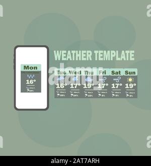 Weather forecast application for smartphone Stock Vector