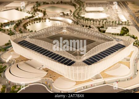 Doha, Katar. 30th Sep, 2019. Model of the Al Rayyan/Ahmed bin Ali stadium in the city of ar-Rayyan Legacy Pavilion - interactive exhibition space for the FIFA World Cup Qatar 2022, Ñ ¢ in Doha/Qatar on September 29, 2019 ¬ | usage worldwide Credit: dpa/Alamy Live News Stock Photo