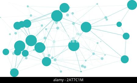 Concept graphic illustration circles green digital, connected presentation molecule wires Stock Vector