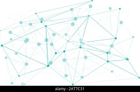 Triangle vector illustration molecule triangular dots, circles communication creative connections science Stock Vector