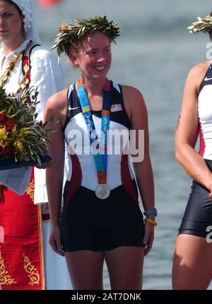 20040822 Olympic Games Athens Greece  [Rowing-Sun Finals day]  Lake Schinias.  USA W8+ Cox Mary Whipple.   Photo  Peter Spurrier   email images@intersport-images.com Stock Photo