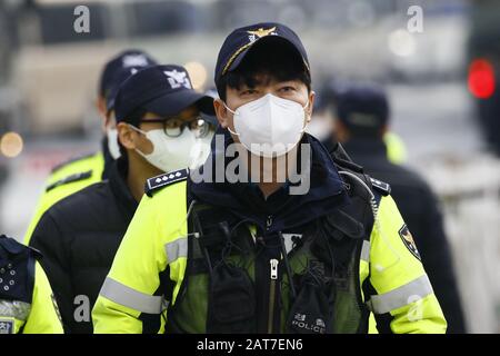 Jincheon South Korea. 31st Jan 2020. South Korean policemans