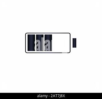 Battery status. Charging half full - vector icon for smartphone or web site. Stock Vector