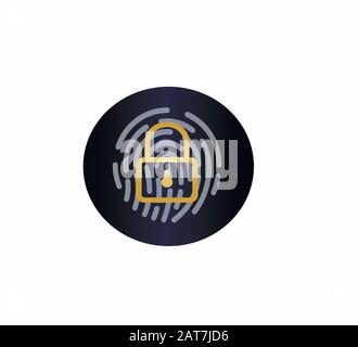 Web Icon - Fingerprint Password Smartphone - Flat Design Stock Vector