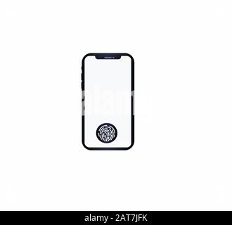 Smartphone icon and fingerprint, security, unlock Stock Vector