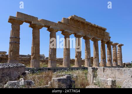 Archaeological site, Temple C, Selinunte, Sicily, Italy Stock Photo