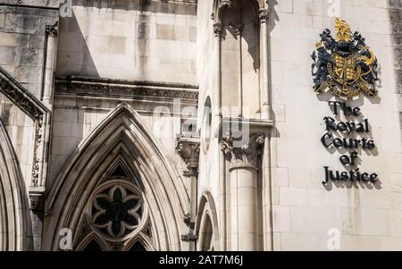 The Royal Courts of Justice, London. Also known as The Law Courts, the building houses the High Court and Court of Appeal. Stock Photo