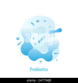Probiotics bacteria vector illustration. Symbol for milk products, kefir, yogurt. Stock Vector