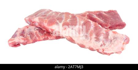 Racks of fresh raw pork meat ribs isolated on a white background Stock Photo