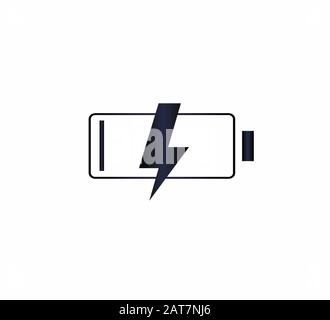 Blue web icon battery charging, power supply. Vector icon for website or smartphone. Stock Vector