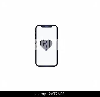 Smartphone web icon and heart symbol - favorites, tag like Stock Vector