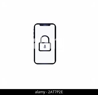 Web Icon Touchscreen Smartphone and Locked Lock Icon - Screen Lock Stock Vector