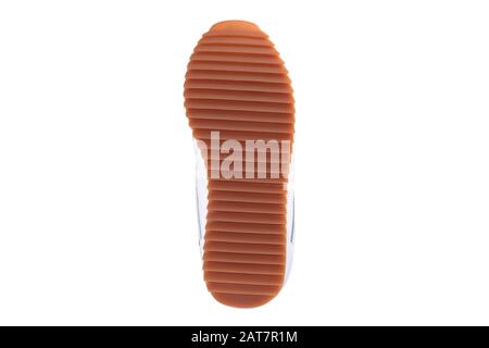Sole polyurethane sneaker on a white background.Bottom sports shoes polyester Stock Photo