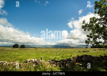 The North Pennines seen from near Langwathby Stock Photo