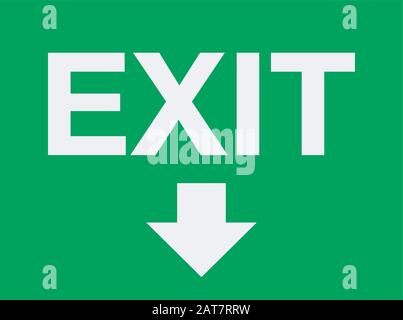 emergency exit door vector. direction arrow sign. green color. safety illustration Stock Vector