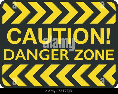 Warning yellow sign with black rectangular lines. Abstract backdrop with diagonal black and yellow strips. Danger zone Stock Vector