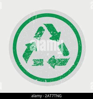 The universal recycling symbol. International symbol used on packaging to remind people to dispose of it in a bin instead of littering. Icon isolated on white background. Vector illustration. Stock Vector
