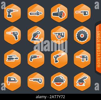Power tools icons set Stock Vector