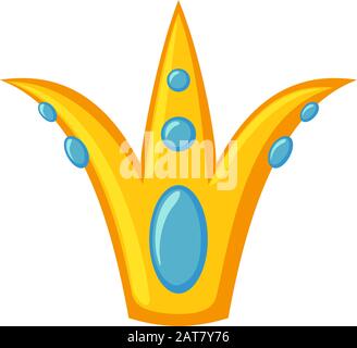 Cartoon golden crown. Medieval festival props. Fairy tale theme vector illustration for icon, stamp, label, certificate, gift card, invitation, coupon Stock Vector
