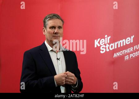 London / UK – January 31, 2020: Keir Starmer, running to be leader of the Labour Party, gives a speech at Westminster Cathedral Hall on Brexit day