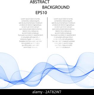 Abstract vector background, blue transparent waved lines. smoke wave. Stock Vector