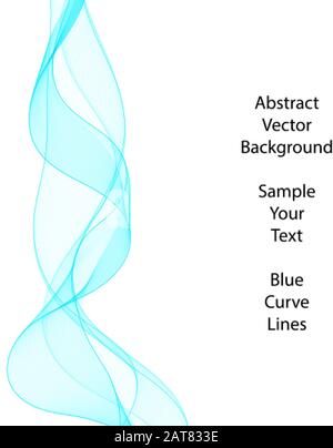 Abstract vector background, blue transparent waved lines. smoke wave. Stock Vector