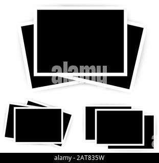 Set of retro photo frames with shadows. Vector illustration Stock Vector