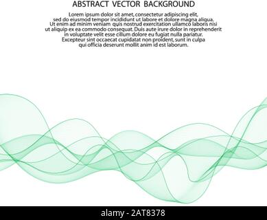 Vector Abstract green color curved lines background with halftone ...