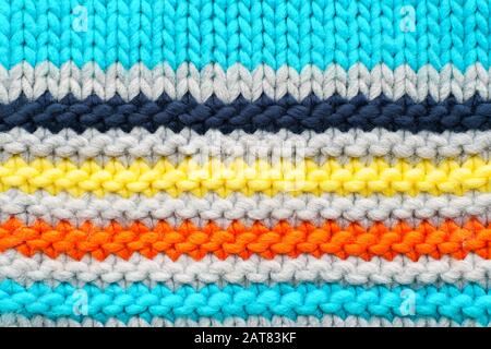 Striped colorful knit sweater texture Stock Photo