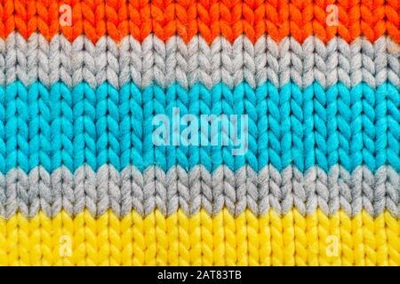 Striped colorful knit sweater texture Stock Photo