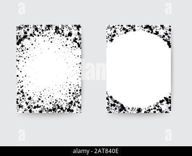 Falling silver colored squares. Magic design element. Vector art illustration. Silver festive, luxurious, bright, chaotic confetti background on white Stock Vector