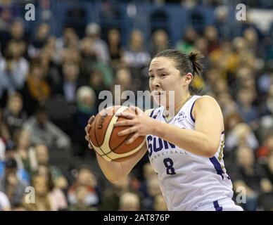 Birmingham, UK, 26 January, 2020.  Sevenoaks Suns defeat Durham Palatinates, 74-64 to win the WBBL cup at Arena Birmingham, Birmingham UK. copyright Carol Moir. Stock Photo