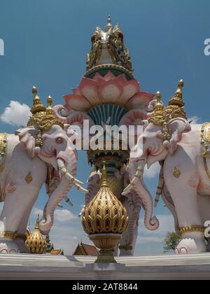 Pink Elephant Statue Outside of Grand Palace in Bangkok, Thailand. Stock Photo