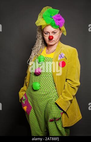 Portrait of woman clown. Performance Actress at work, White Clown ...